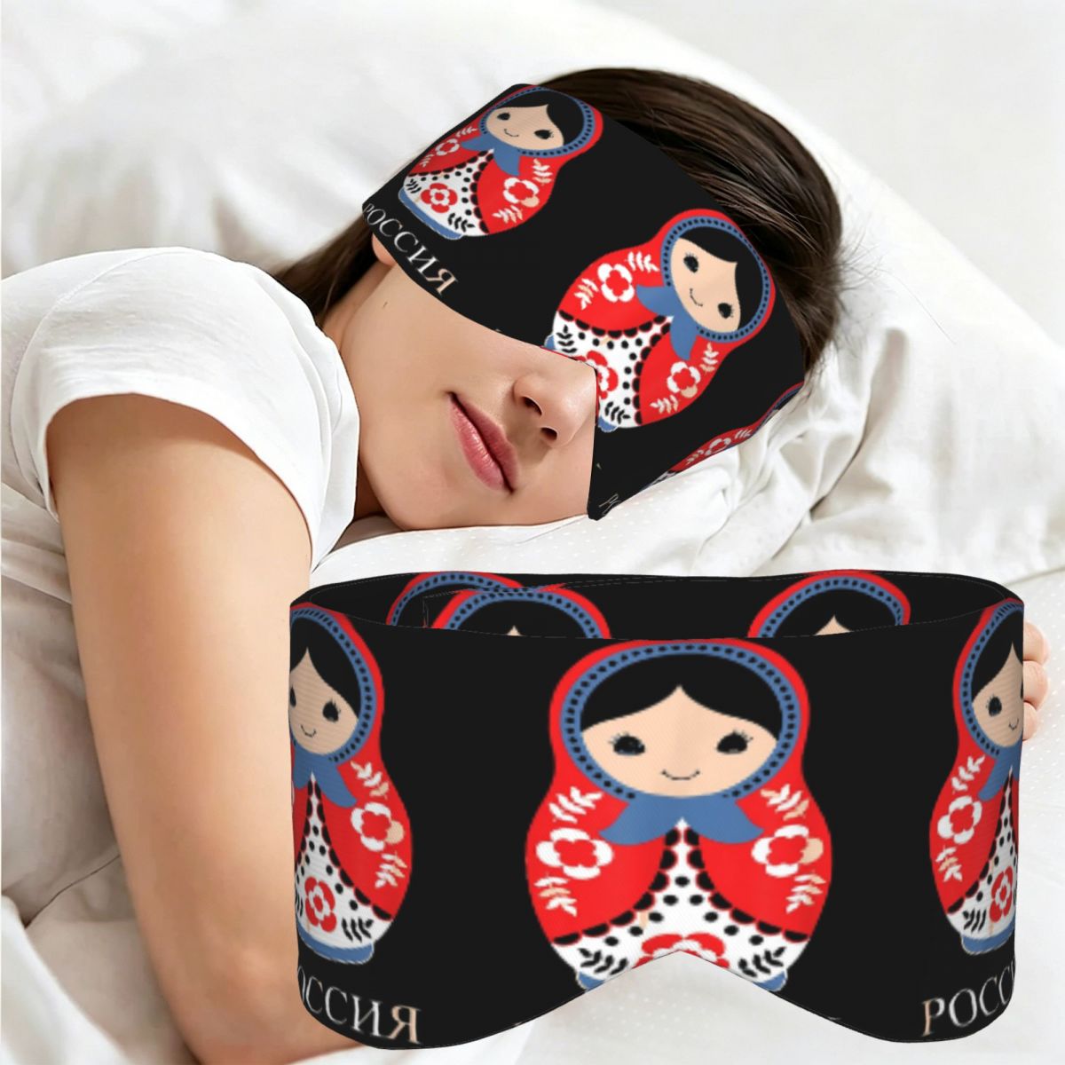 Tech Queen - Máscara de dormir Matryoshka, cubierta para